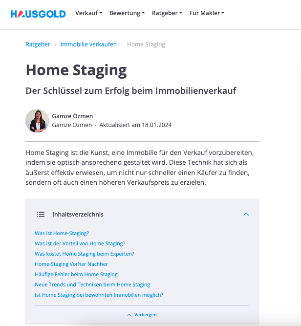 Fachbeitrag Hausgold Homestaging